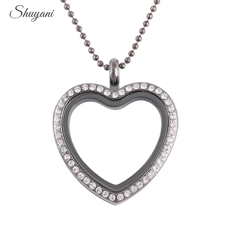 10 шт./лот подвеска медальон из сплава со стразами в форме сердца ожерелья и