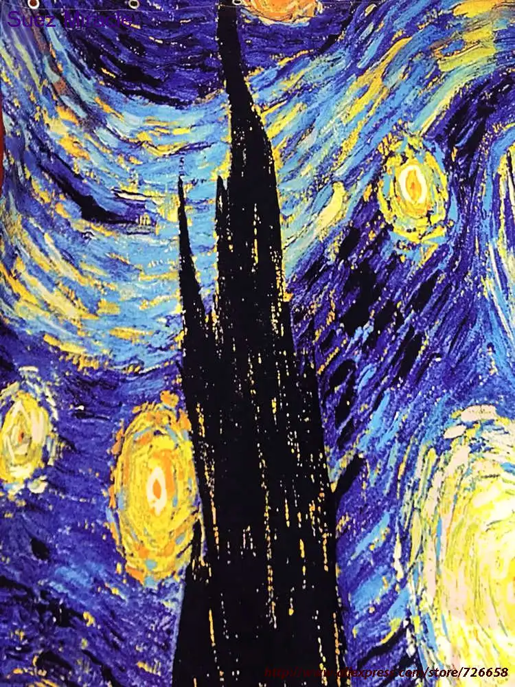 Водонепроницаемая душевая занавеска Звездная ночь из полиэстера с принтом