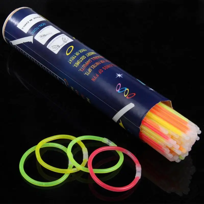 

100 Pcs Party Fluorescence Light Glow Sticks Bracelets Necklaces Neon For Featival Party Wedding Concert Bright Colorful Light