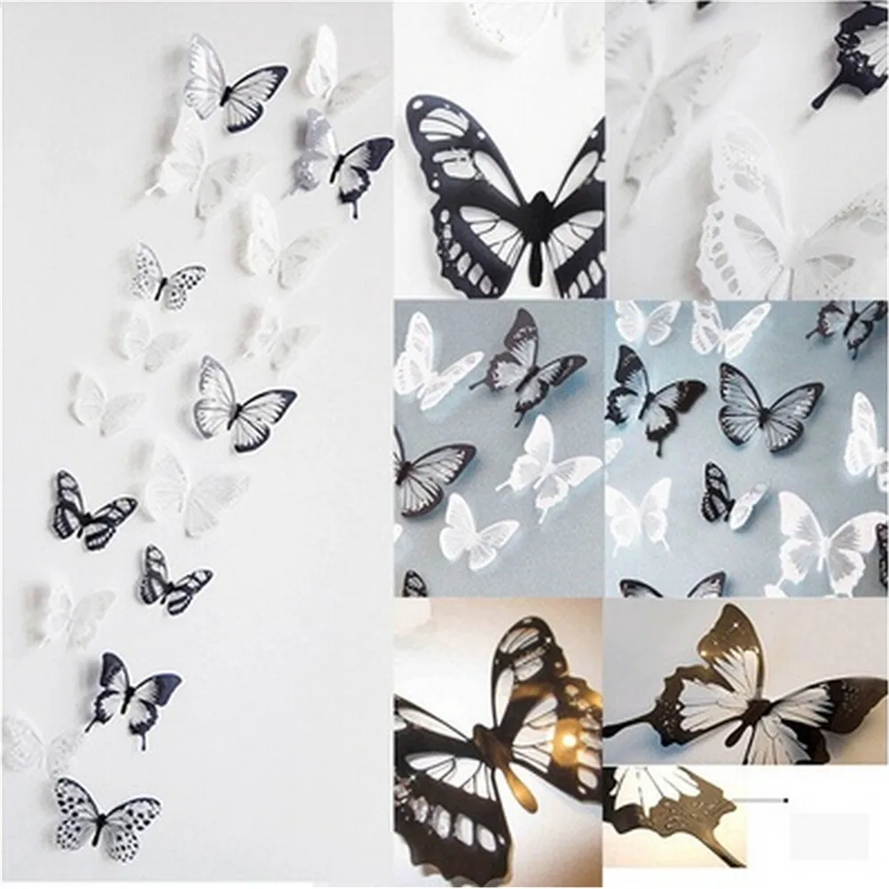 

18Pcs DIY Wallpapers 3D Crystal Butterflies home decor for kids room Christmas party decoration kitchen refrigerator decal
