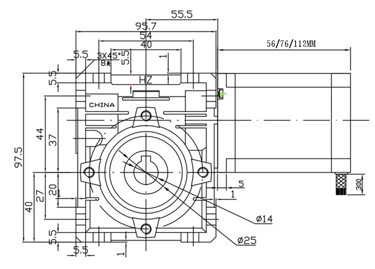 1 компл. RV3040 76 мм червячный редуктор+ HS7630A4 шаговый двигатель