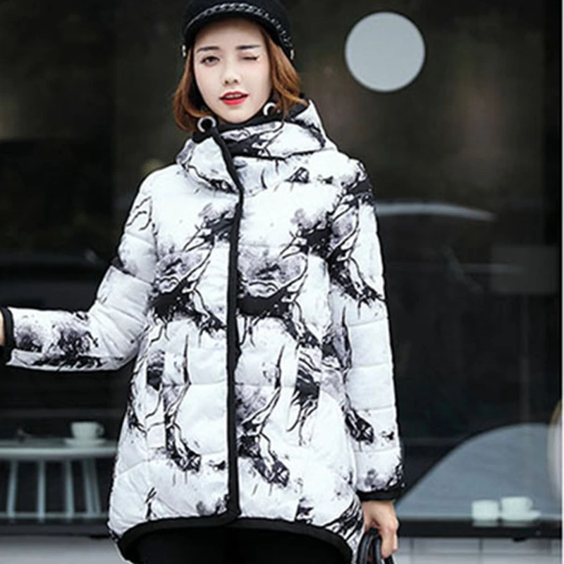 Женская хлопковая куртка 2020 новая зимняя теплая с капюшоном и длинными рукавами