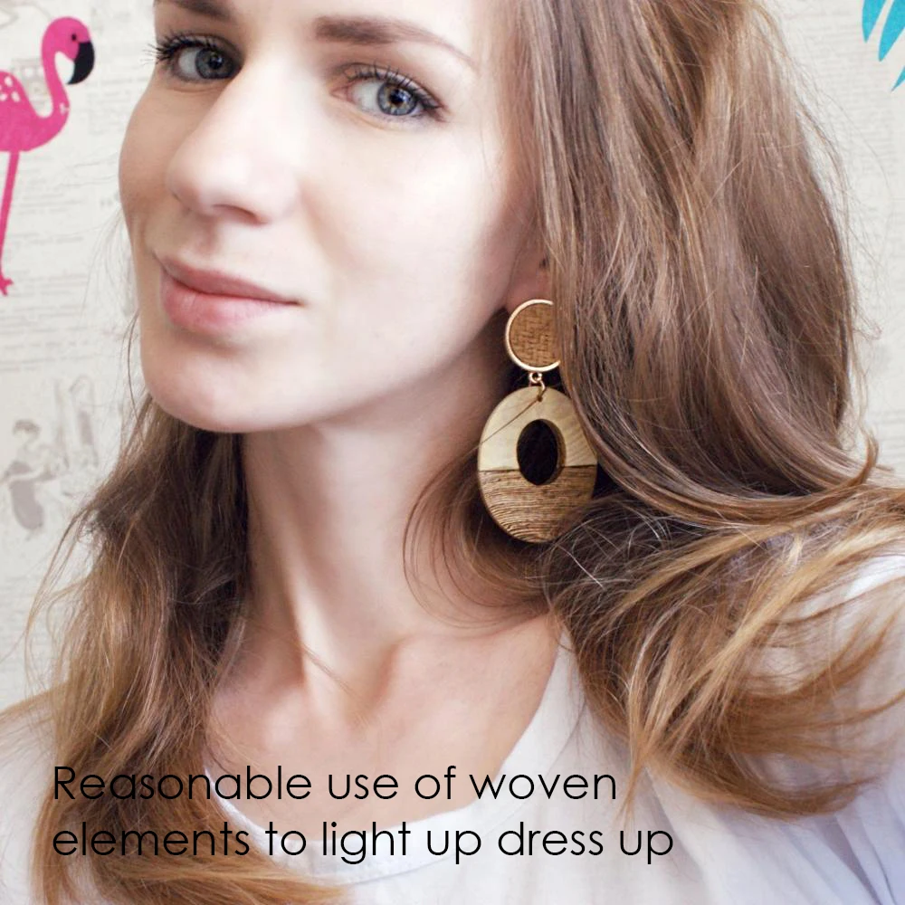 earrings for women drop jewelry alloy wooden pendant circle dangle aretes de mujer modernos 2018 | Украшения и аксессуары