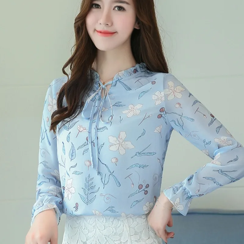 Женская Весенняя блузка с длинным рукавом и цветочным принтом|blouse long|chiffon blouseblouses