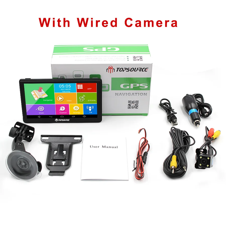 TOPSOURCE 7 &quotHD Автомобильный автомобиль GPS навигатор mtk 800 МГц 8 ГБ gps для