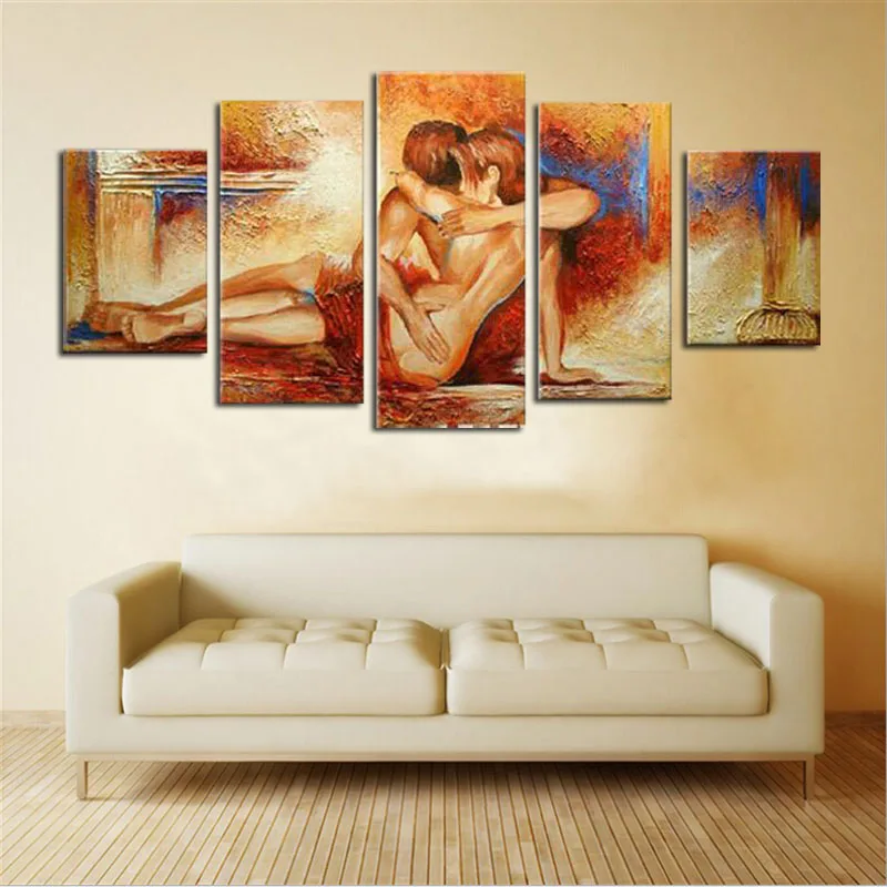 Обнаженная телесная пара любовь обнимает художественный холст искусство