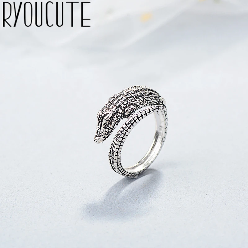 Модные кольца с настоящими крокодилами для женщин массивное ювелирное изделие
