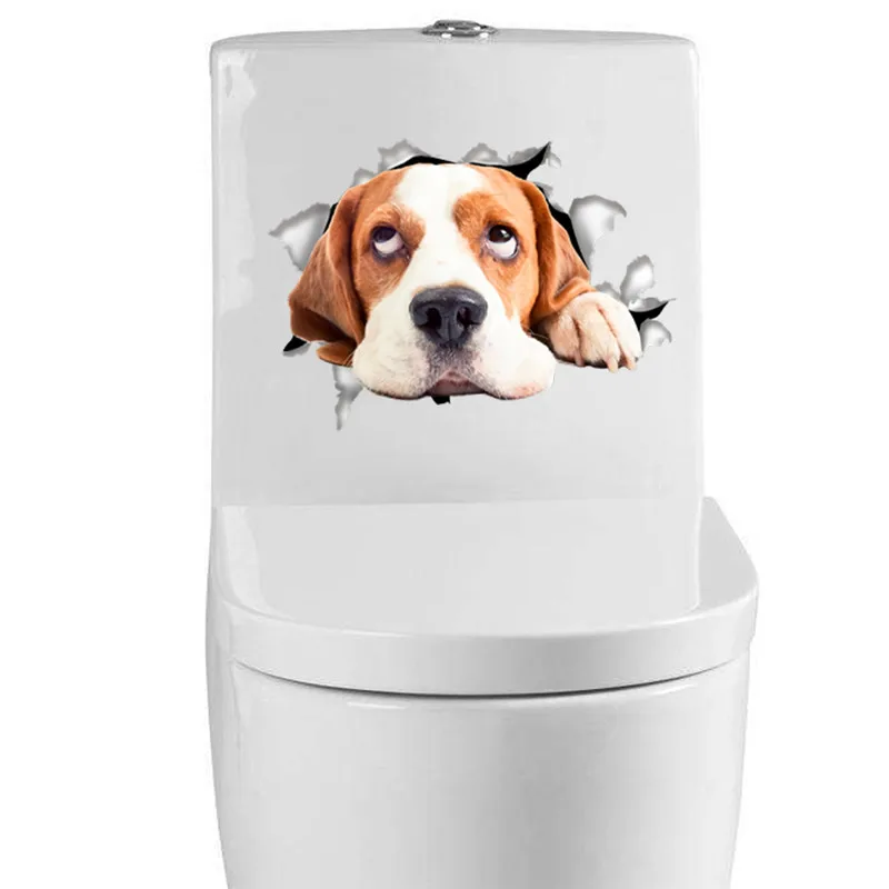 

Cats Dogs Wall Sticker Toilet Door Refrigerator Computer Bathroom Decor 3D Effect Wall Decor Animal Wall Decals Art Poster Mural