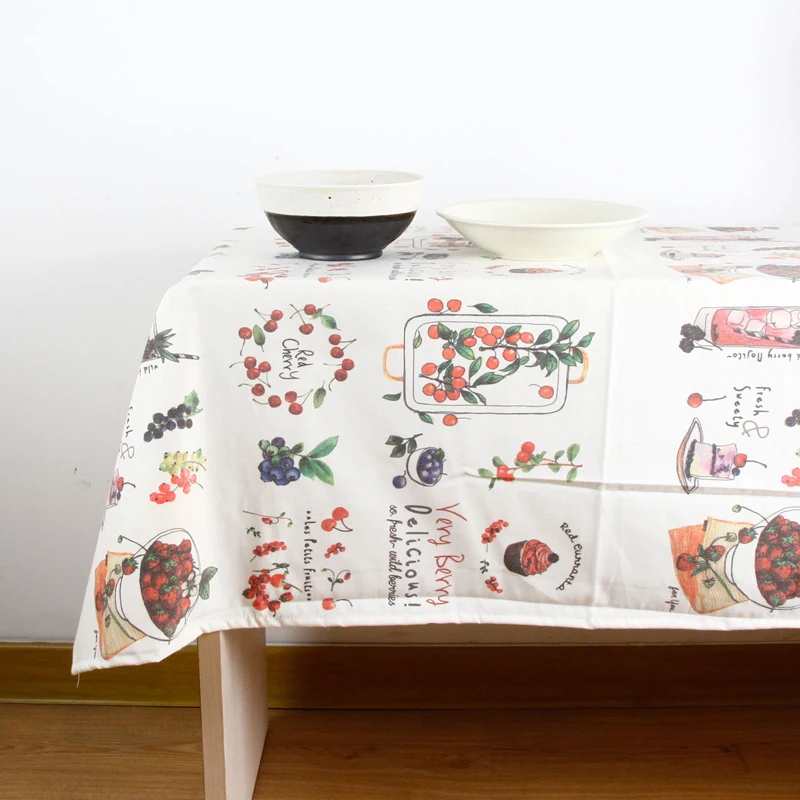 7Size Korean Style Washable Rectangle Colorful Fruit Print Table Cloth Cotton Linen Tablecloth Dining Cover Kitchen Decor | Дом и сад