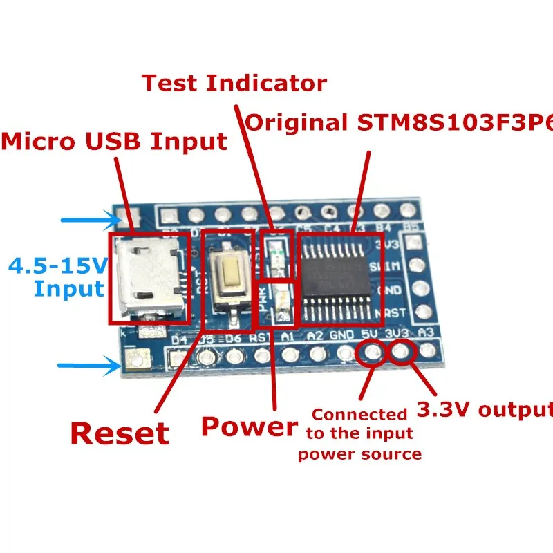 Макетная плата ARM STM8 минимальная системная STM8S103F3P6 модуль для Arduino|development board|arm