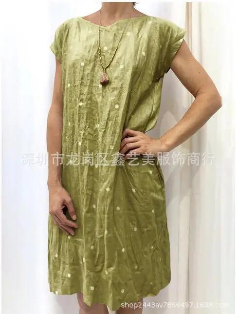 2019 summer V-neck dot print women's casual large size short-sleeved dress S-5XL | Женская одежда