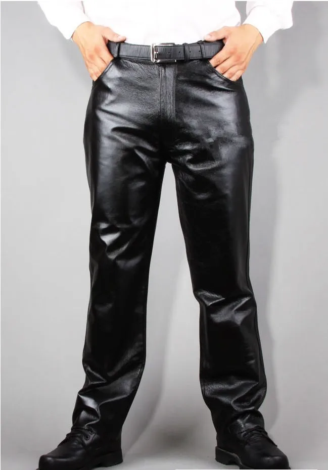 30-40 ! 2021 Hot Sale ! Men's Fashion Genuine Leather Pants Slim Trousers Motorcycle Locomotive Leahter Trousers , Free Shipping