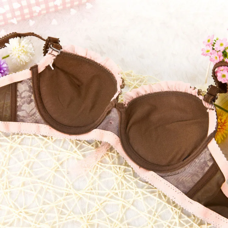 Комплект женского кружевного нижнего белья бюстгальтер и трусики с бантиком