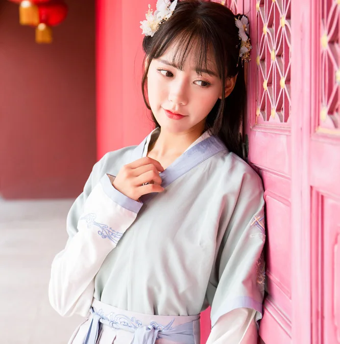 aqua coat Hanfu мужской Китайский народный танец костюм для женщины ханьфу, косплей древние костюмы китайская Блузка Топы традиционное свадебное платье - Цвет: aqua coat