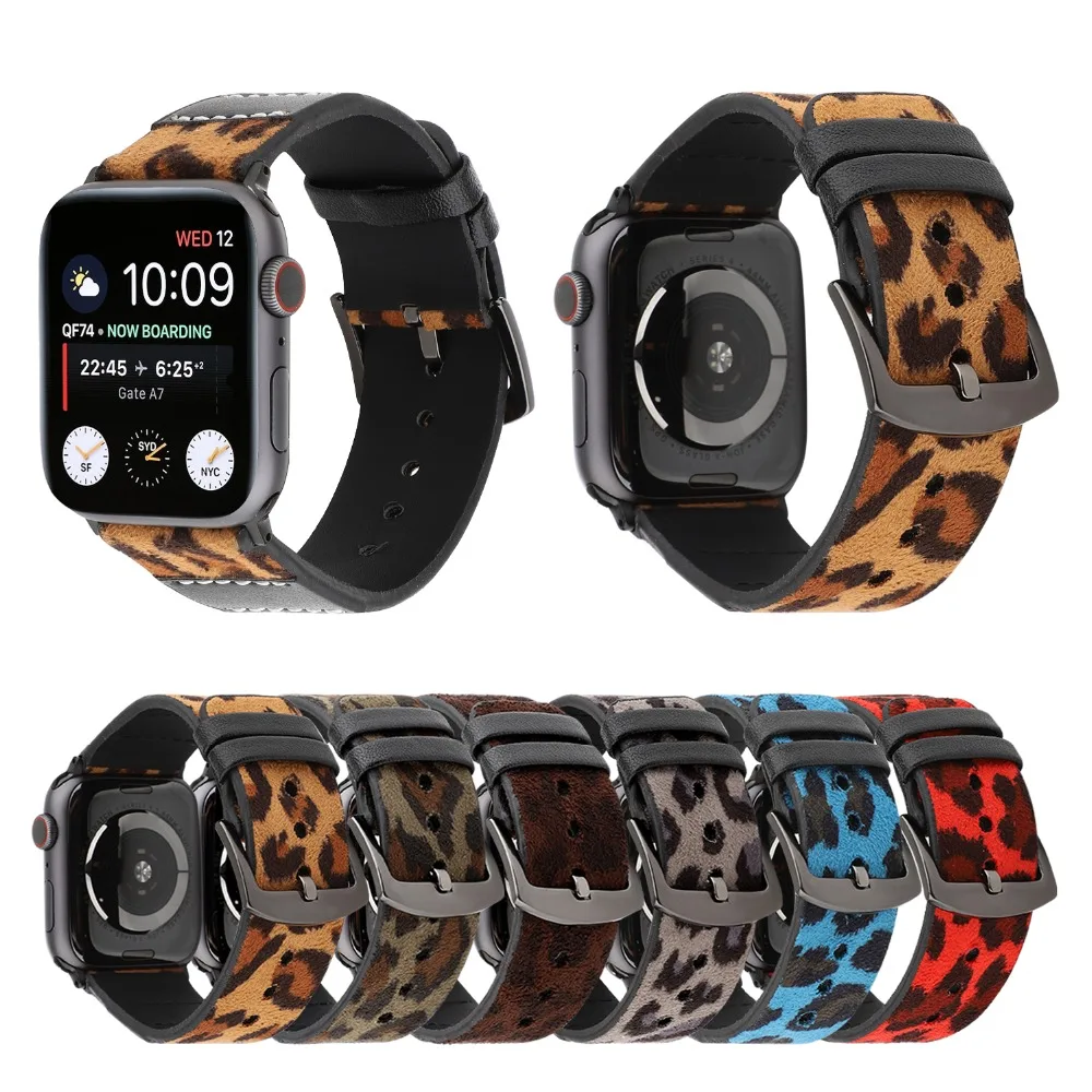 Ремешок с леопардовым принтом для apple watch сменный ремешок из мягкой кожи iwatch 38 мм 40