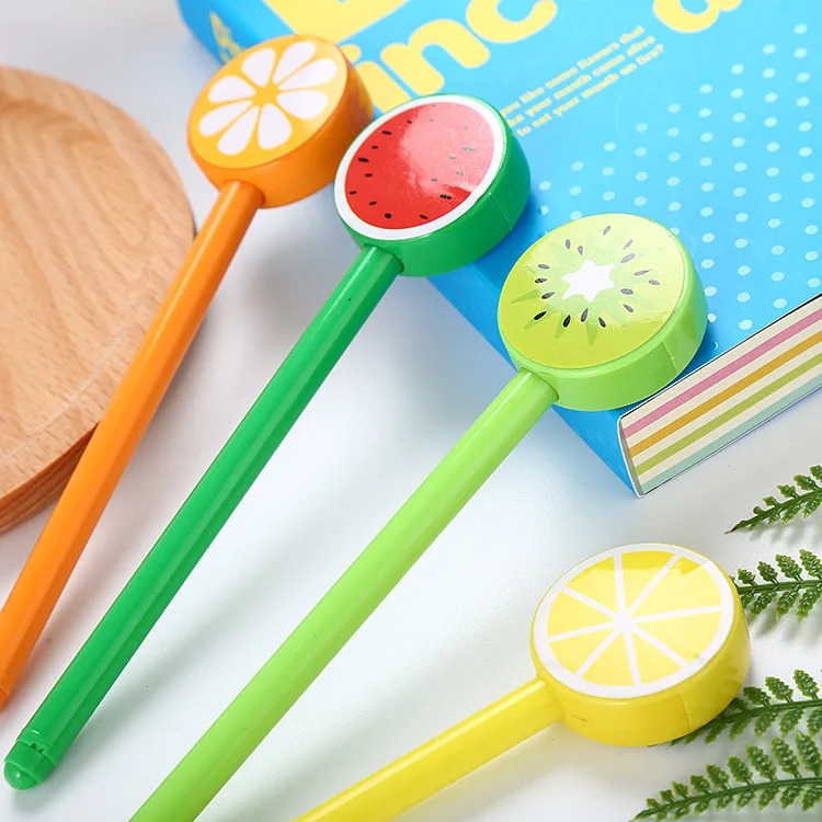Tanie 40 Sztuk Cartoon Okrągłe Głowy Owocowe Pióro Neutralne śliczne Nauka Papiernicze Artykuły Biurowe Z Czarna Igłą Rury Wody Długopis Signature