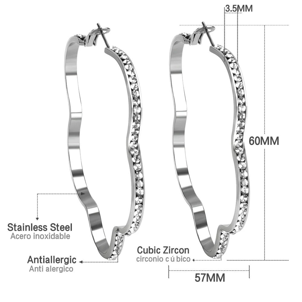 LUXUKISSKIDS классические большие серьги-кольца неправильной формы циркониевые