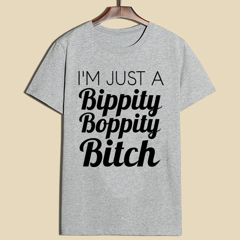 2017 Summer Women Short Sleeve Tee Casual O-Neck T-Shirt I'm Just A Bippity Boppity Print Tops Plus Size | Женская одежда