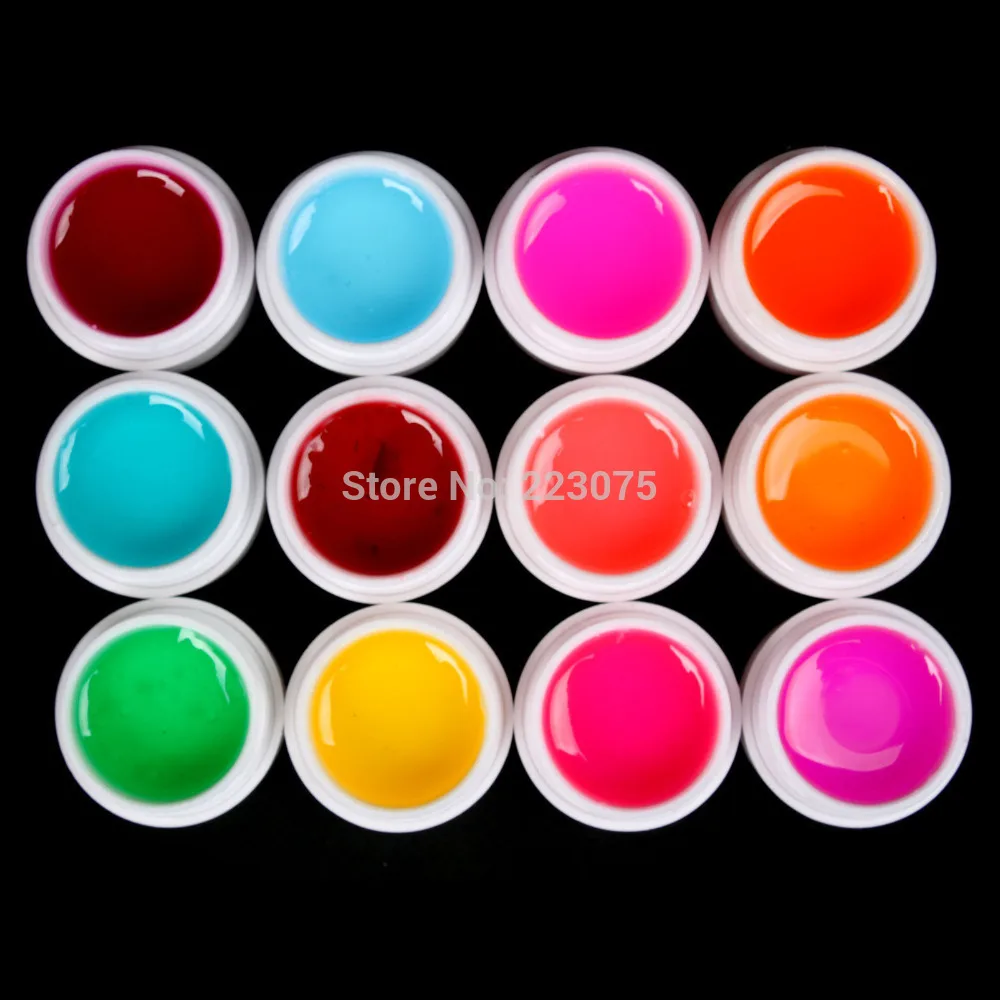 

Hot DIY 12 PCS Mix Colors Glass UV Builder Gel Acrylic Nail Art Set for Nail Art Tip New