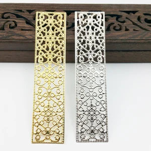 10 шт.лот 19*85 мм 2 цвета металлические прямоугольные филигранные цветы кусочки Подвески базовые настройки DIY компоненты ювелирных изделий