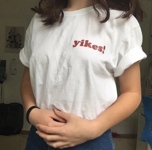 

Yikes Quotes T-Shirt Women Tumblr Cute Grunge Aesthetic Graphic Tee Casual Short Sleeves Tops fashion funny girl style art tops