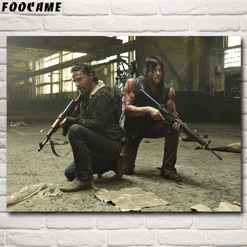 Foocome The Walking Dead Daryl Dixon ТВ сериал постеры шелковые настенные художественные принты