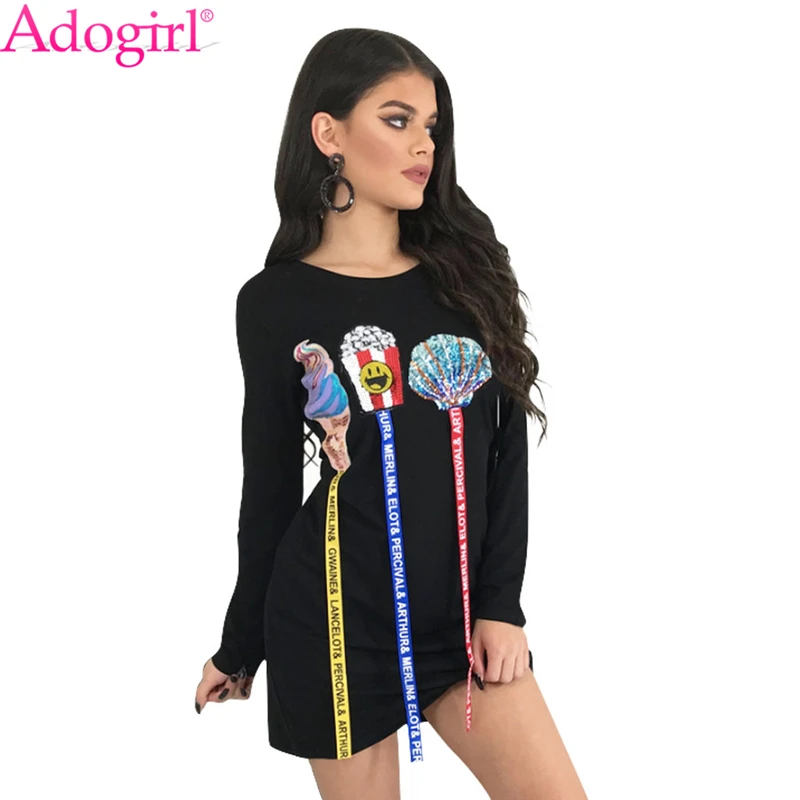 Adogirl повседневное мини платье с принтом в виде ракушки мороженого попкорна
