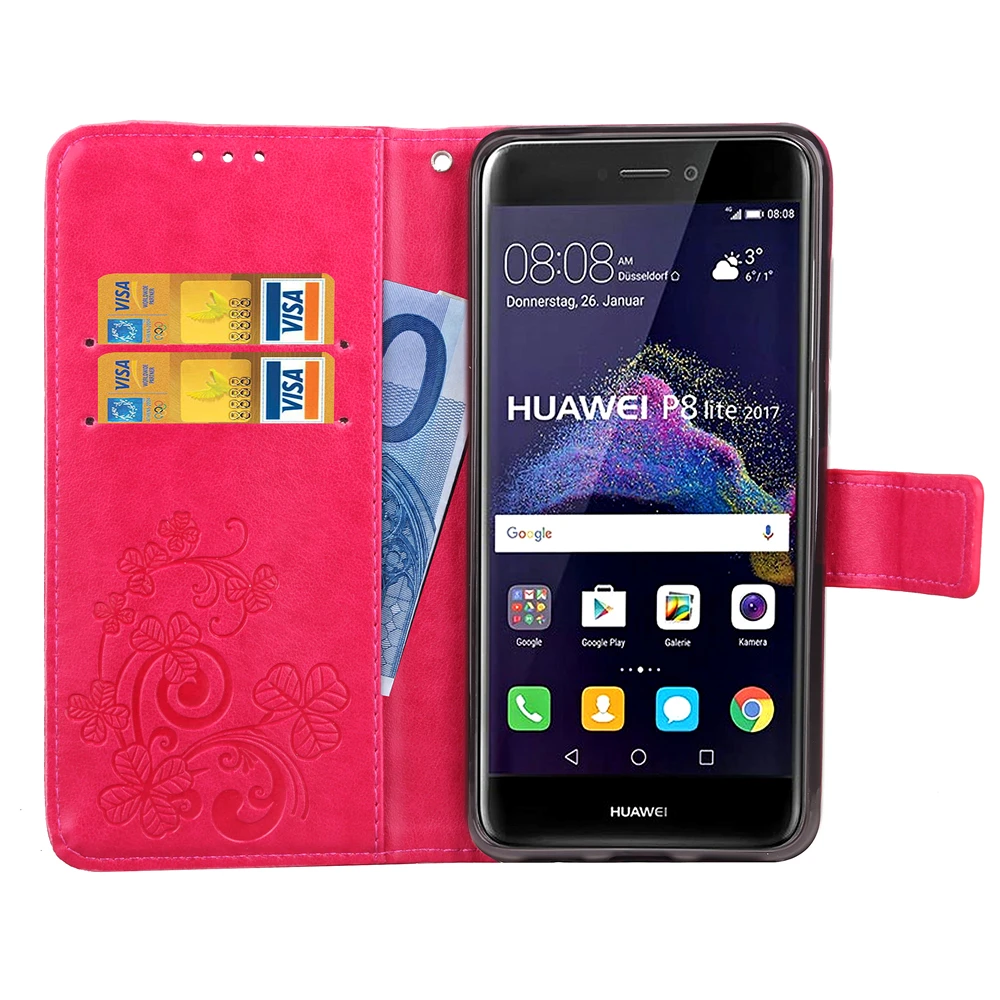 OUZifish For Huawei P8 Lite 2017 Case Hight Quality PU Leather Stand Flip Style Mobile Phone Cases with stand card slot | Мобильные