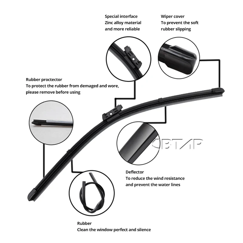 BTAP 26 ''+ 22'' для BMW 5 серия E39 1995-2003 стеклоочистителей Новый Комбинированный силиконовый резиновый костей ветрового стекла Стеклоочистители (art.: 7ab1473ec) - 7ab1473ec