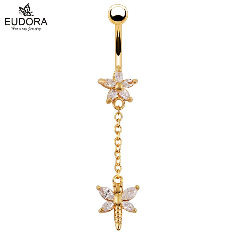 Пикантное кольцо штанга для пирсинга тела из хирургической стали|dragonfly ring|gold plated