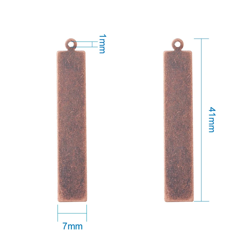 Red Copper 41x7 10 шт. металлические латунные штамповочные бирки Антикварные Бронзовые Подвески красная медь прямоугольная квадратная круглая овальная для изготовления ювелирных изделий DIY - Окраска металла: Red Copper 41x7