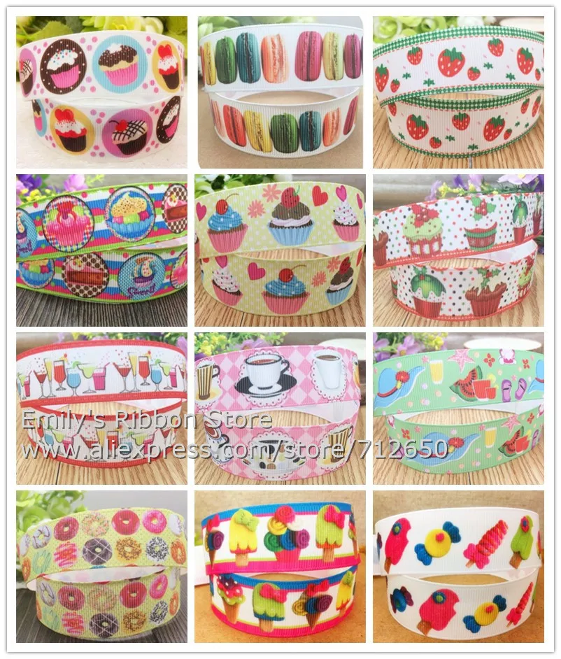 

1 дюйм, ширина 25 мм, корсажная лента с принтом для кексов, мультяшная еда, аксессуары для одежды, пекарни, подарочная упаковка