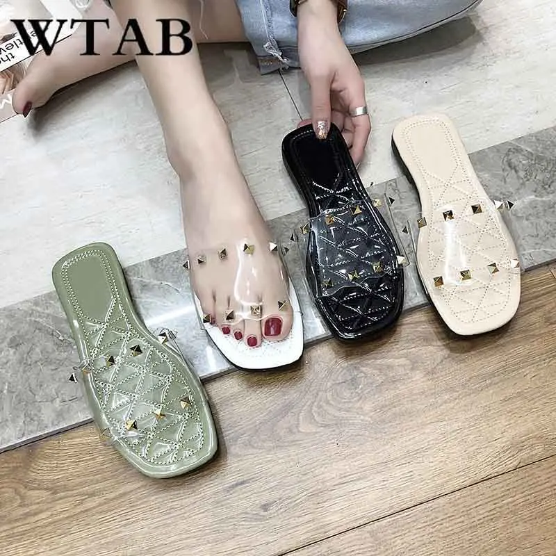 Тапочки WTAB женские с заклепками модные элегантные летние тапочки пляжные