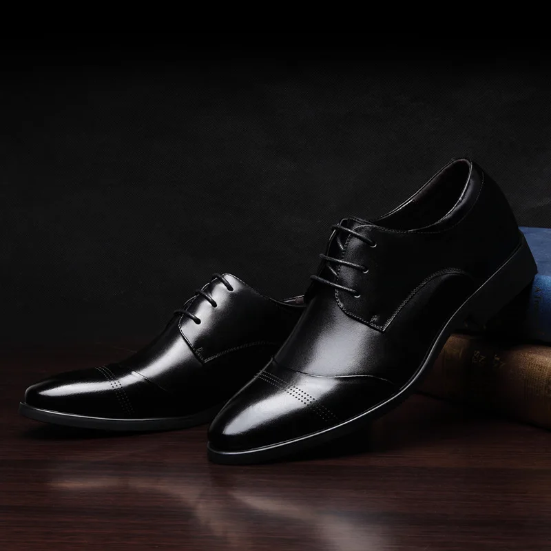 Модная мужская деловая обувь цвет черный коричневый Мужская Брендовая из мягкой