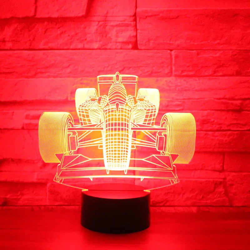 3D LED ночник гоночный автомобиль передний с 7 видов цветов свет для украшения дома