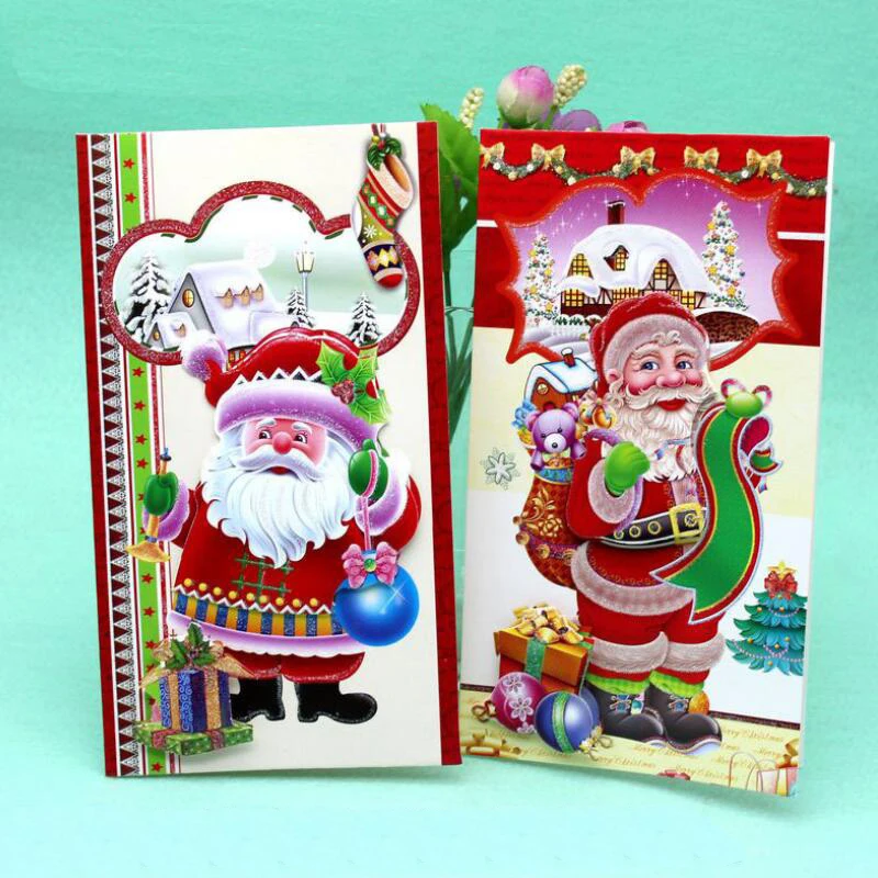 

8 шт./лот трехмерная Рождественская поздравительная открытка, бумажная открытка «сделай сам», милая креативная Подарочная открытка, сообще...