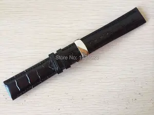 Пряжка 20 мм (пряжка 18 мм) T019430, серебристая пряжка-бабочка высокого качества + ремешок для часов из натуральной кожи черного цвета