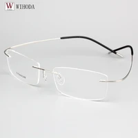 ultralight b pure titanium rimless glasses frame men prescription eyeglasses myopia optical frames vintage square eyewear f100