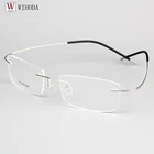 Сверхлегкий B чистый Титан очки без оправы кадров Для мужчин рецепт очки близорукость оправы Винтаж квадратные очки F100