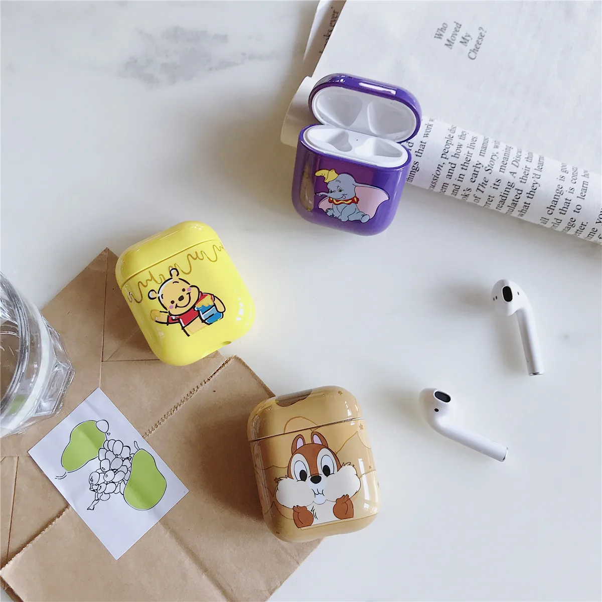 Cute Shell Pattern Cartoon Winnie Pooh Dumbo Squirrel Earphone Silicone Case for Apple Airpods Charging Box Cover Bag with |