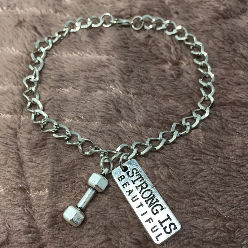 Новый сплав Древний серебряный ювелирные изделия гантели штанга браслет вера