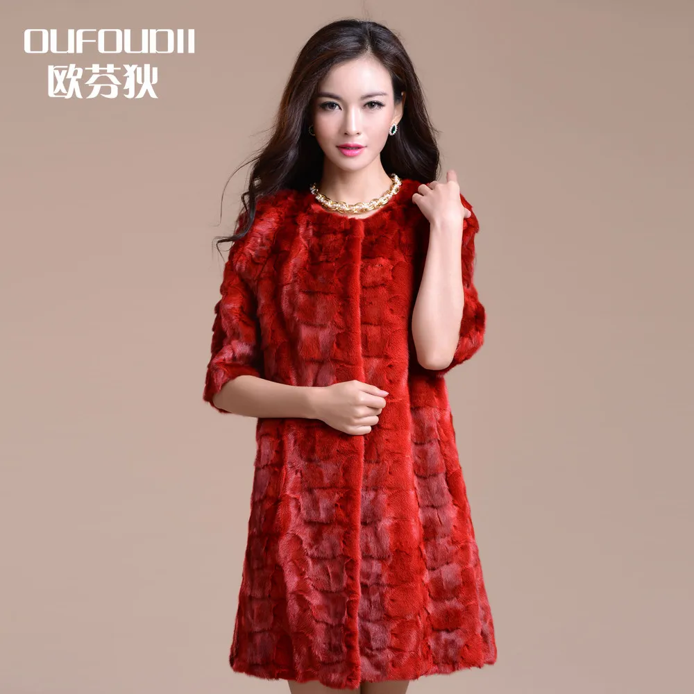 (TopFurMall) Женская куртка из натурального меха норки с коротким рукавом и круглым