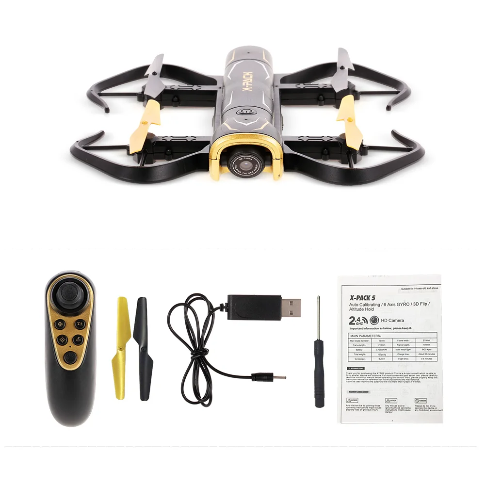Квадрокоптер Attop с камерой 720 P складной Радиоуправляемый Дрон Wi Fi FPV Gravity Sense