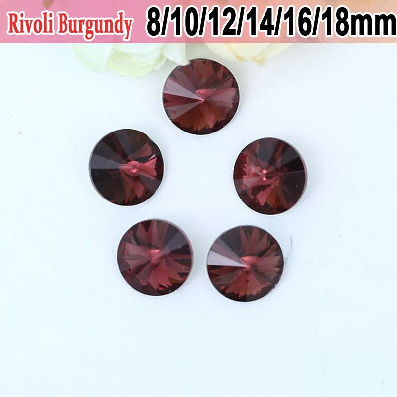 Бордовые остроконечные аксессуары для ювелирных изделий стакан Rivoli Bling 50 шт 10 мм