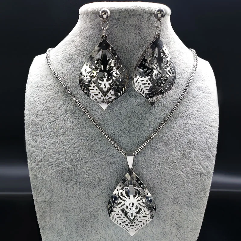 Женский ювелирный комплект из колье и серёг нержавеющей стали|african beads jewelry set|beaded