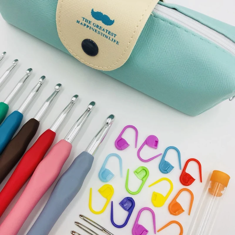 Набор высококачественных крючков для вязания с чехлом набор эргономичные мягкие