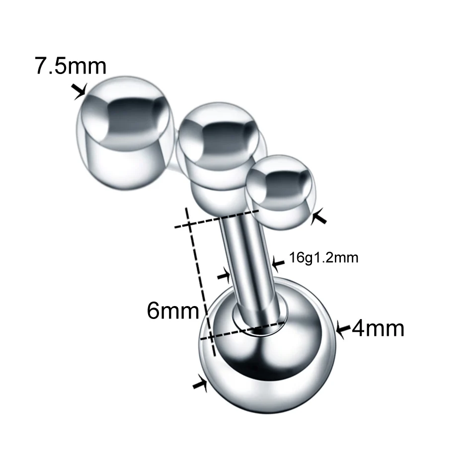 K0621 1.2x6x4mm 1Pc New Arrival Surgical Steel Tragus Earrings Cartilage Piercing Oreja Ear Stud Helix Moon Heart Earrings Piercing Sexy Jewelry - Окраска металла: K0621 1.2x6x4mm
