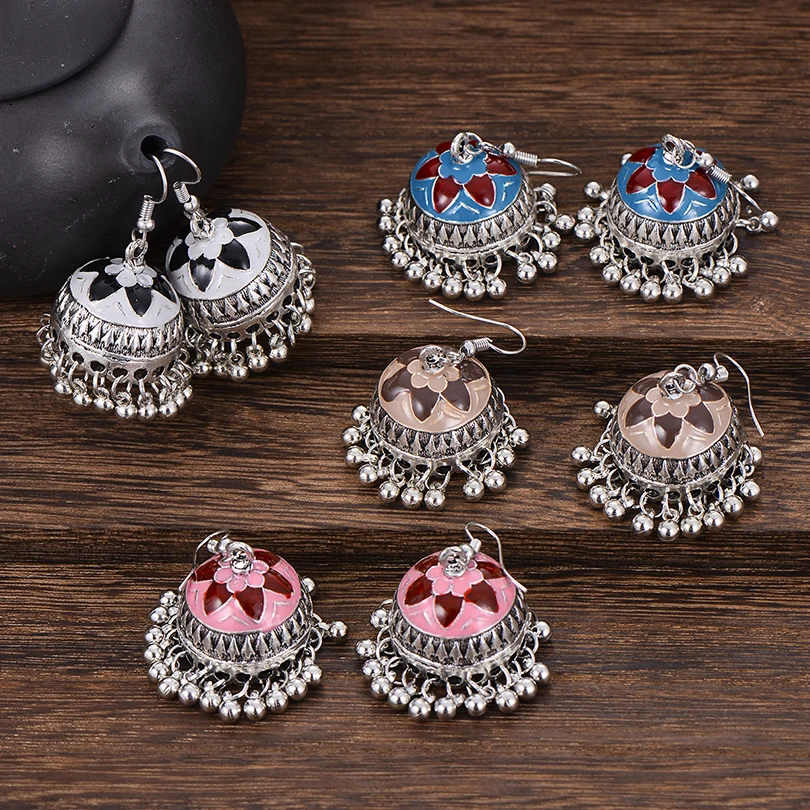 Винтажная Капля воды турецкий Jhumka Boho серьги для женщин в стиле ретро бусы с