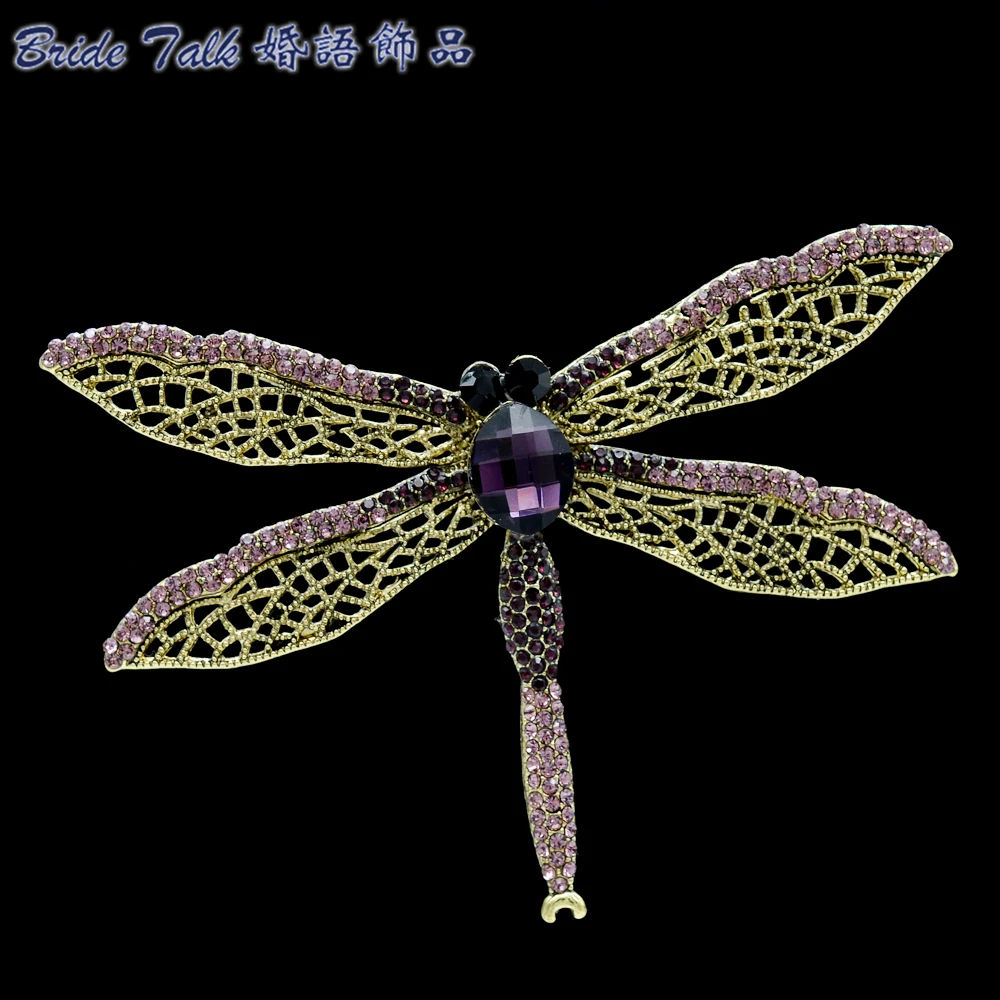 Винтажный стиль насекомое стрекоза брошь булавки кристаллы Броши для женщин