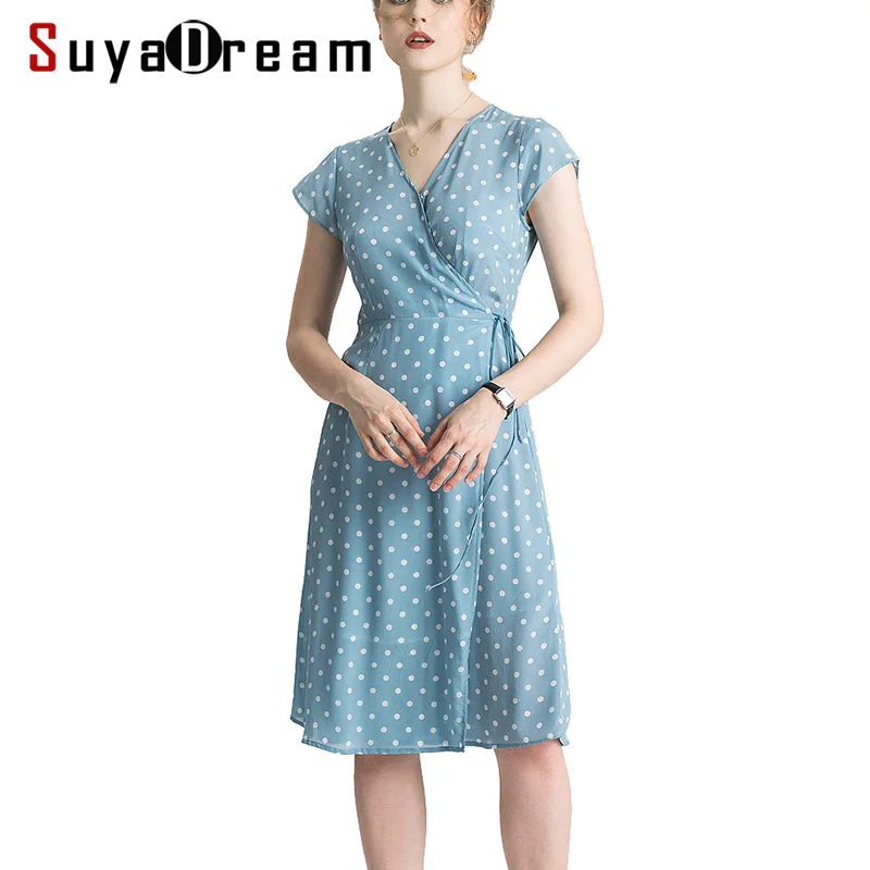 Платье SuyaDream женское средней длины в горошек праздничное пляжное платье из 100%